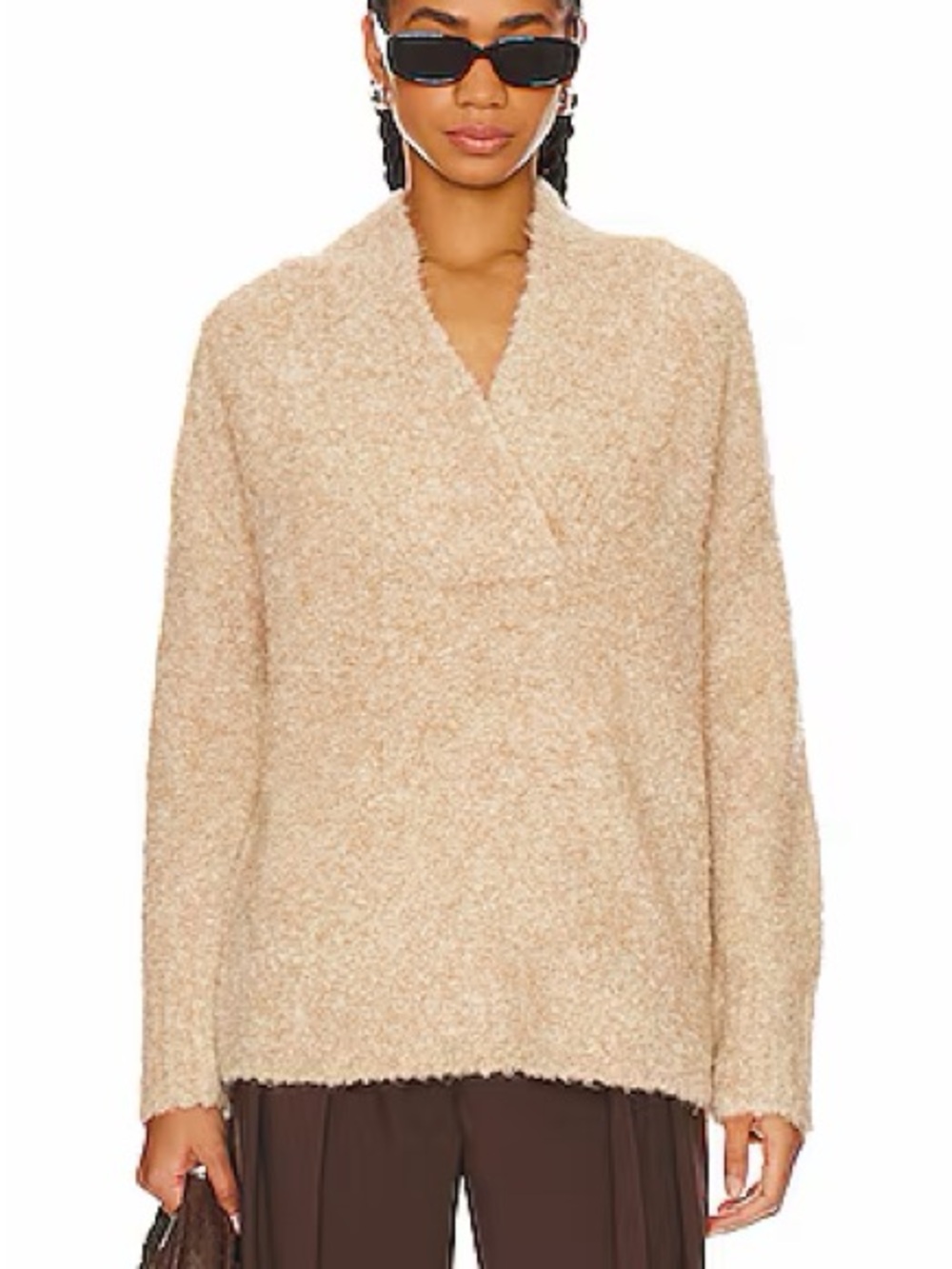 Vince Crimped Shawl Sweater in Champagne Size XS